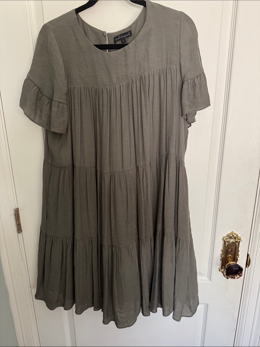 Olive Tiered Short Sleeve Dress